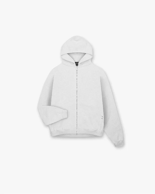 Lightweight men hoodie with mesh panels for breathability Initial Oversized Zip Hoodie - Ice Grey Marl
