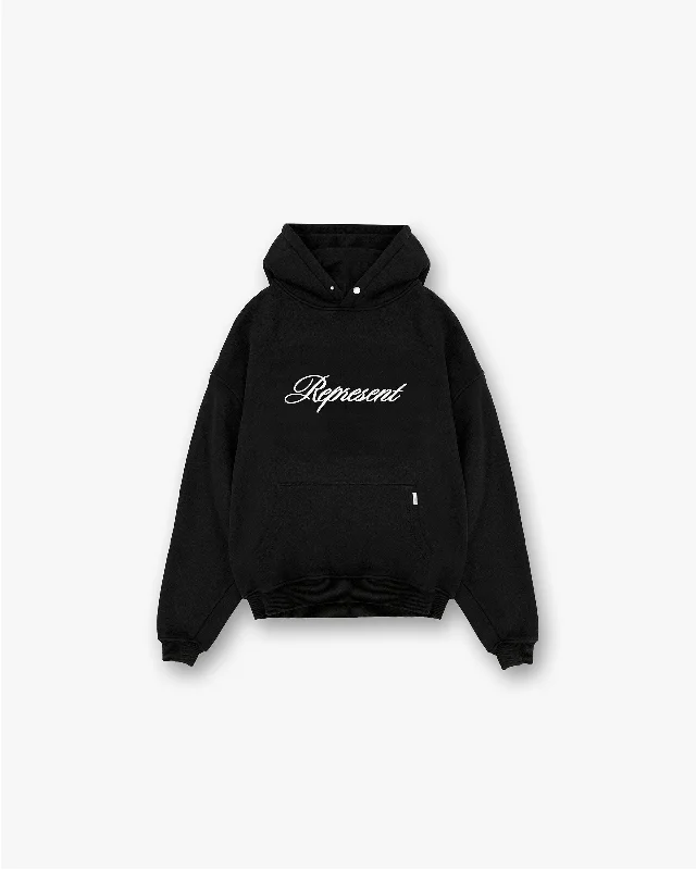 Water - resistant men hoodie for rainy days Script Logo Hoodie - Black