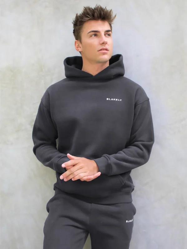 Halloween - themed men hoodie with spooky prints Series Relaxed Hoodie - Charcoal