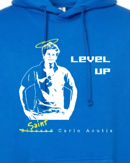 Men hoodie for gym workouts with moisture - wicking technology Level Up - St. Carlo Acutis Hoodie Sweatshirt Men hoodie for gym workouts with moisture - wicking technology Level Up - St. Carlo Acutis Hoodie Sweatshirt