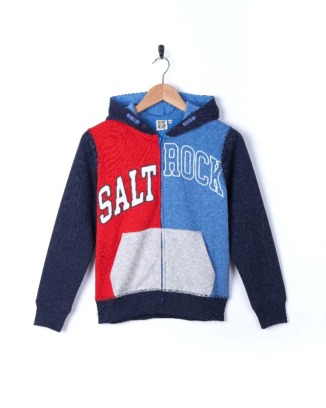 Solid - color men hoodie in trendy olive green Collegiate - Kids Zip Hoodie - Blue