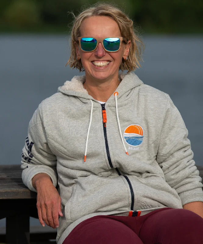 Men hoodie with a kangaroo pocket and ribbed cuffs SELKIE SHERPA - UNISEX GREY - THE ORIGINAL