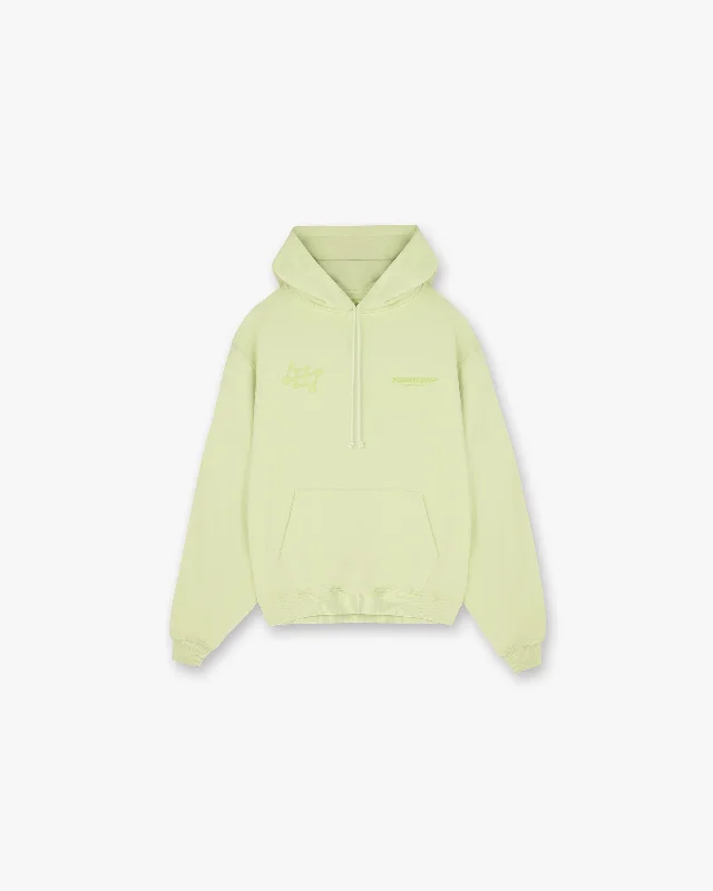 Organic cotton men hoodie for a sustainable and soft feel 247 Future Terrains Oversized Hoodie - Shadow Lime