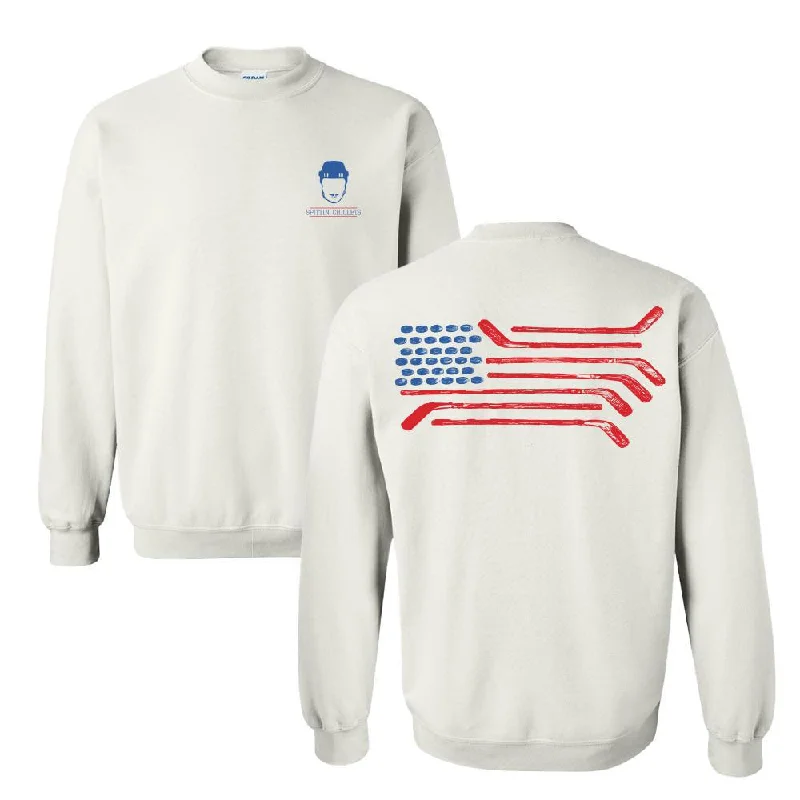 Plus - size men hoodie with a roomy fit for comfort Spittin Chiclets Flag Crewneck