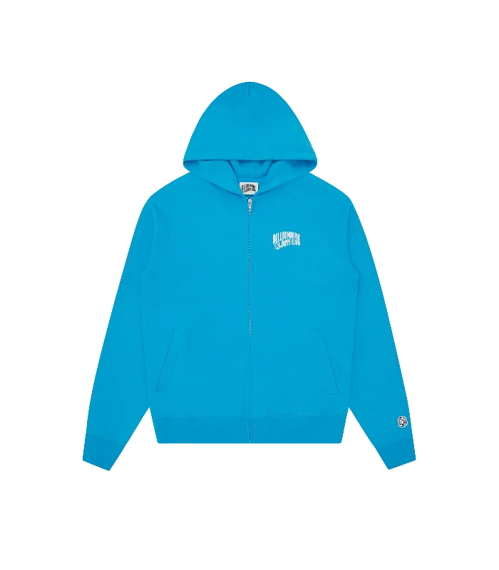 Graphic - printed men hoodie with anime motifs for otaku fans SMALL ARCH LOGO ZIP THROUGH HOOD - AQUA BLUE