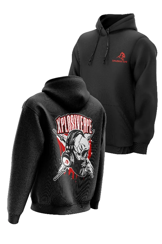 Camouflage - pattern men hoodie for outdoor enthusiasts XAPE 'Dead Strength' Hoodie - Black Camouflage - pattern men hoodie for outdoor enthusiasts XAPE 'Dead Strength' Hoodie - Black