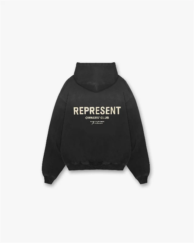 Men hoodie with a drawstring hood and adjustable hem Represent Owners Club Hoodie - Aged Black