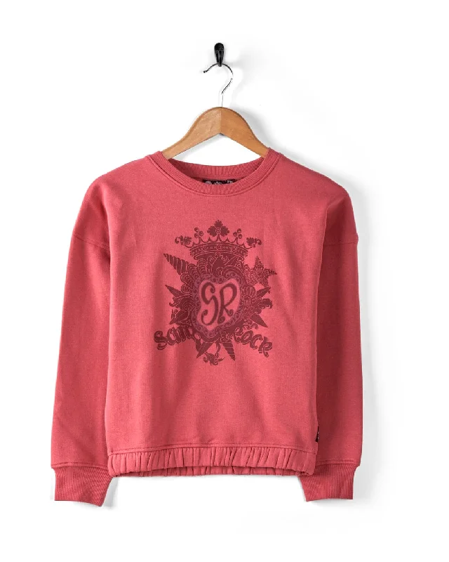 Retro - inspired men hoodie with a varsity logo Tribal SR - Kids Oversized Sweat - Pink