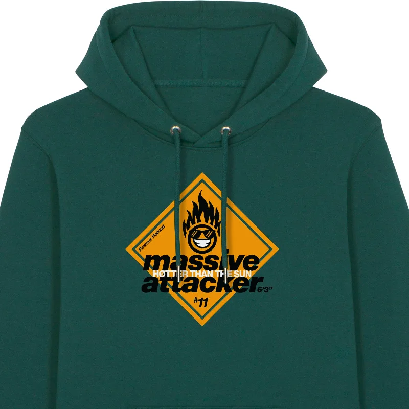 Solid - color men hoodie in trendy olive green Hojlund: Hotter Than The Sun Hoodie