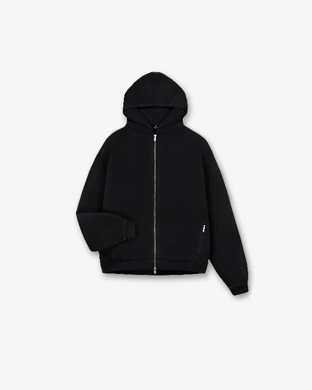 Men hoodie for gym workouts with moisture - wicking technology Initial Oversized Zip Hoodie - Black