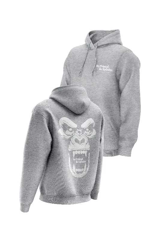 Solid - color men hoodie in trendy olive green XAPE Primal Rage V1 Hoodie - Grey