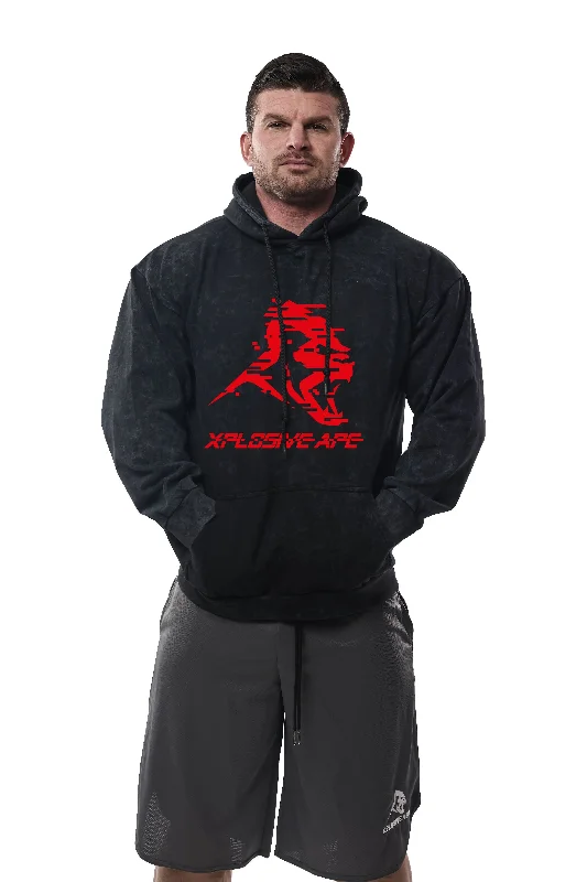 Tech - friendly men hoodie with a built - in headphone jack XAPE Glitch Acid Wash Hoodie - Black Tech - friendly men hoodie with a built - in headphone jack XAPE Glitch Acid Wash Hoodie - Black