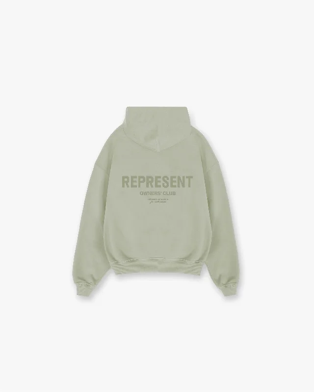 Tech - friendly men hoodie with a built - in headphone jack Represent Owners Club Hoodie - Pastel Green
