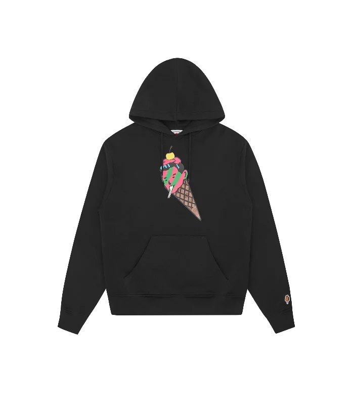 Organic cotton men hoodie for a sustainable and soft feel CONE MAN POPOVER HOOD - BLACK Organic cotton men hoodie for a sustainable and soft feel CONE MAN POPOVER HOOD - BLACK