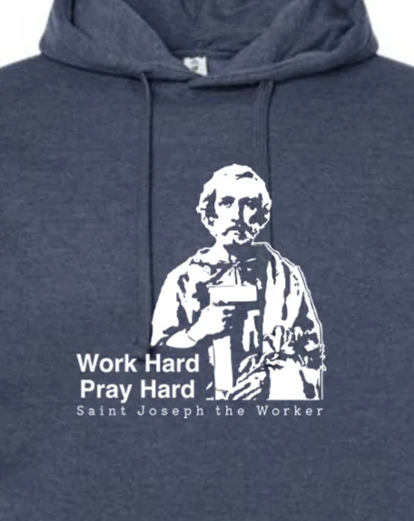 Lightweight men hoodie with mesh panels for breathability Work Hard Pray Hard - St. Joseph the Worker Hoodie Sweatshirt Lightweight men hoodie with mesh panels for breathability Work Hard Pray Hard - St. Joseph the Worker Hoodie Sweatshirt