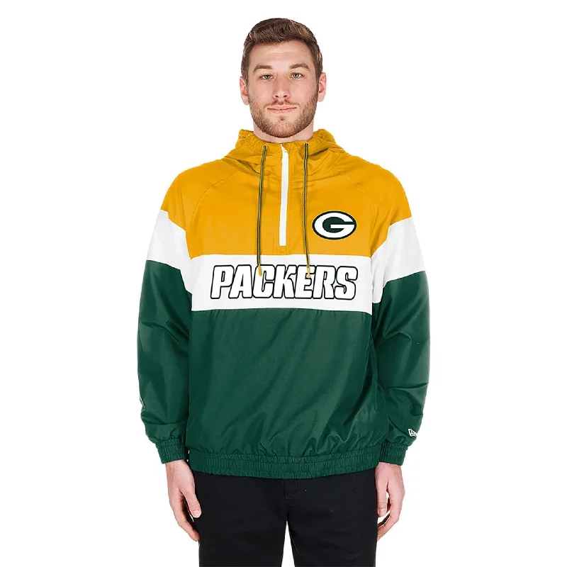 Men hoodie with a drawstring hood and adjustable hem Green Bay Packers NFL 3rd Down Dark Green 1/4 Zip Hoodie