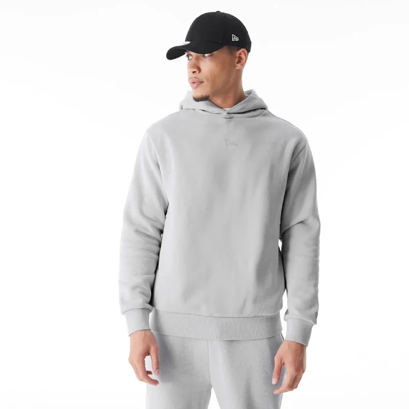 Men hoodie with a drawstring hood and adjustable hem New Era Flag Grey Oversized Pullover Hoodie