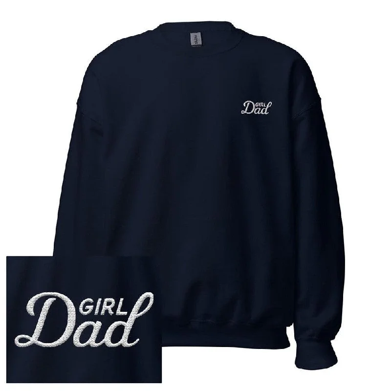 Oversized men hoodie with dropped shoulders for a streetwear look Girl Dad Embroidered Crewneck