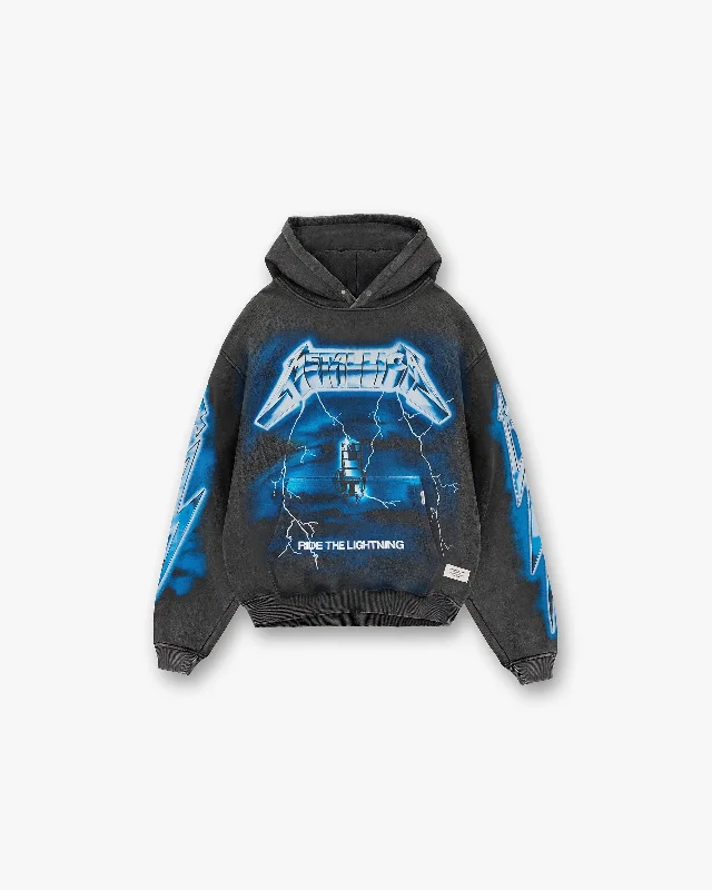 Men hoodie with a detachable hood for versatility Represent X Metallica Ride The Lightning Hoodie - Vintage Grey