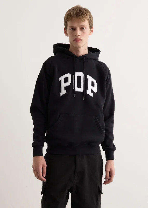 Solid - color men hoodie in trendy olive green Arch Hooded Sweat