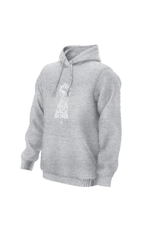 Fleece - lined men hoodie for extreme cold weather XAPE Never Back Down Hoodie - Grey Fleece - lined men hoodie for extreme cold weather XAPE Never Back Down Hoodie - Grey