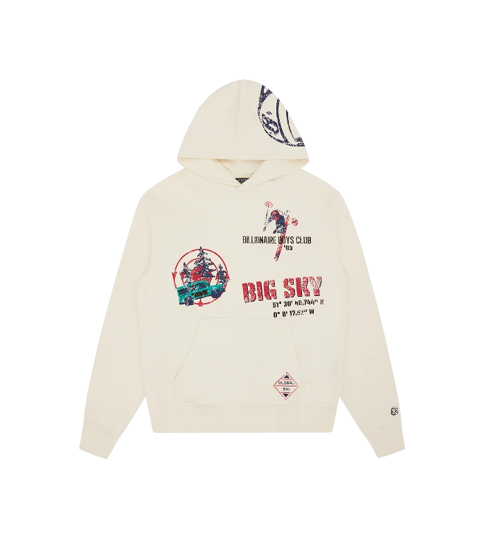 Luxury men hoodie made from cashmere - blend material WORLD SKI POPOVER HOOD - IVORY