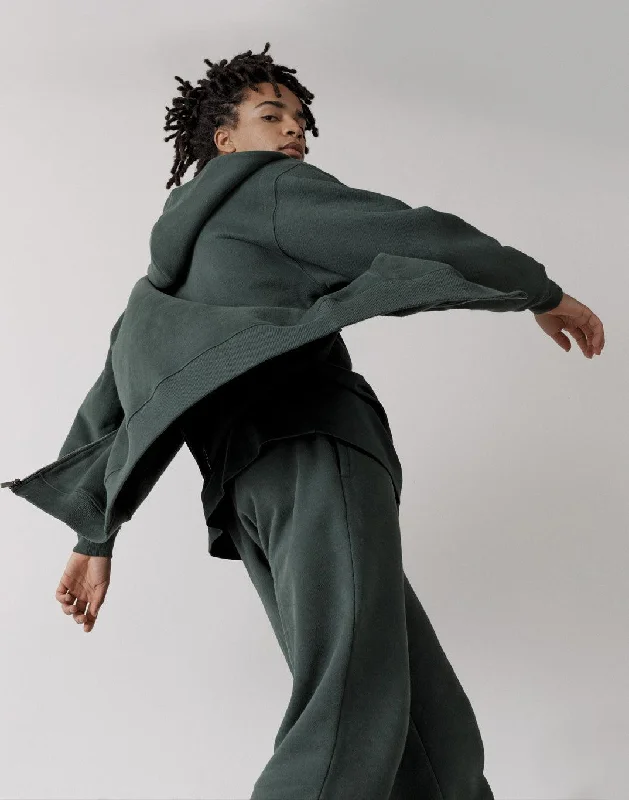 Plus - size men hoodie with a roomy fit for comfort The Oversized Zip Hoodie in Earth Green