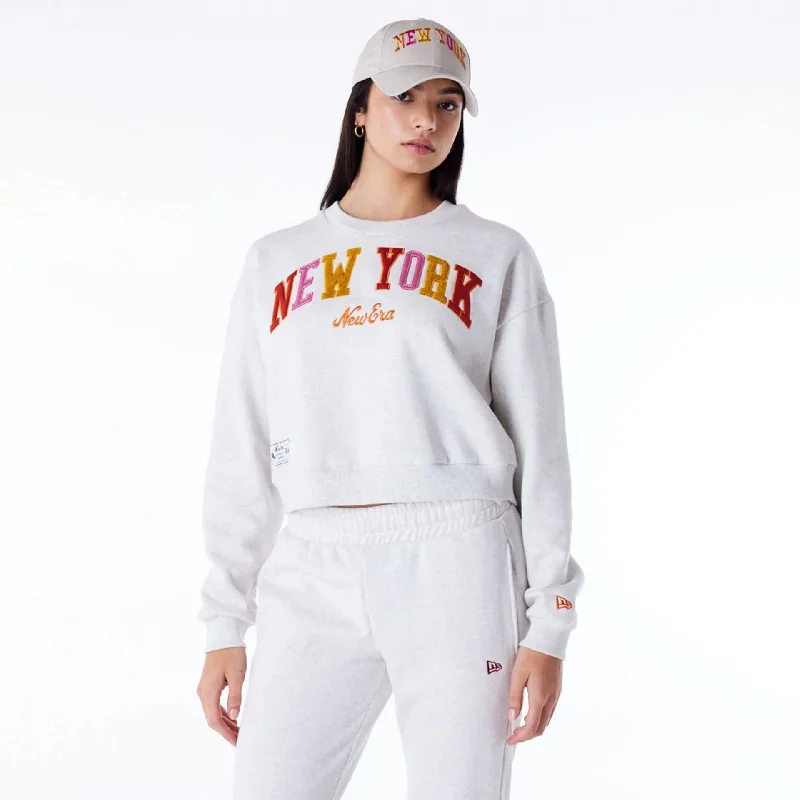 Thermal - insulated men hoodie for winter sports New Era Infill Grey Crop Crew Neck Sweatshirt