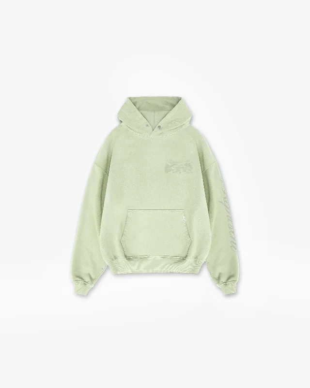 Organic cotton men hoodie for a sustainable and soft feel Raceway Hoodie - Matcha