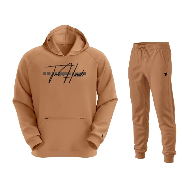Slim - fit men hoodie to pair with skinny jeans Premium Men's Brown Hoodie & Tracksuit Set | Beige & Camel Options | OG Embroidery