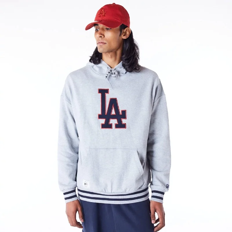 Lightweight men hoodie with mesh panels for breathability LA Dodgers MLB Rib Infill Grey Oversized Pullover Hoodie Lightweight men hoodie with mesh panels for breathability LA Dodgers MLB Rib Infill Grey Oversized Pullover Hoodie