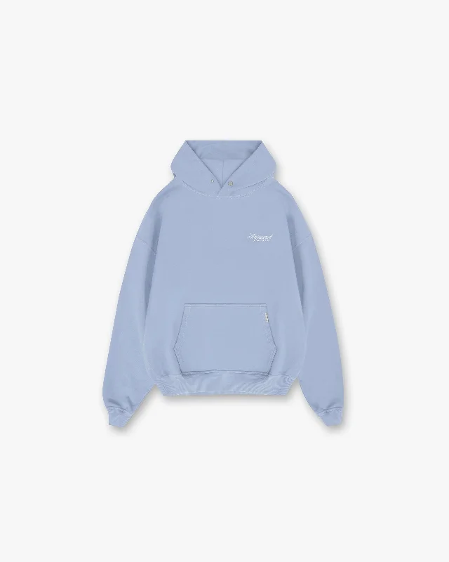 Camouflage - pattern men hoodie for outdoor enthusiasts Represent Owners Club Script Hoodie - Dusty Blue