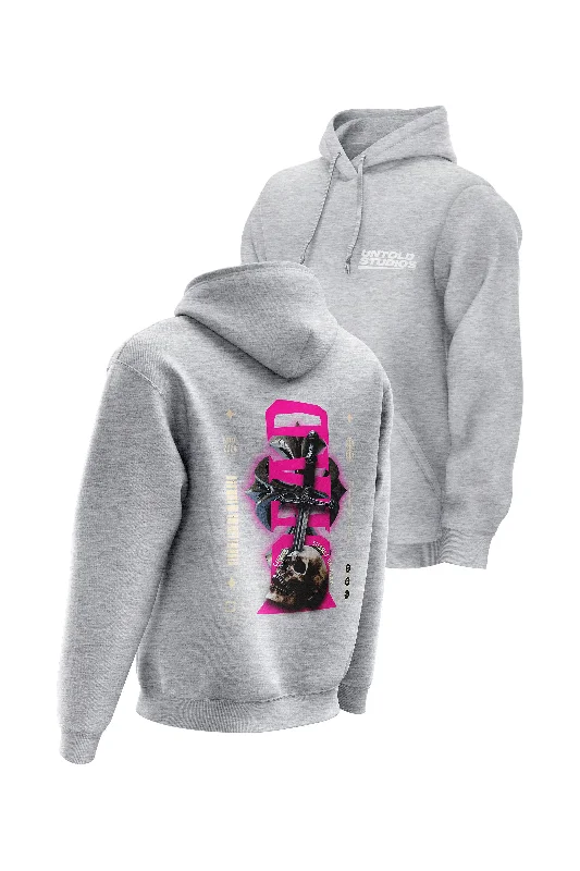 Halloween - themed men hoodie with spooky prints Untold Studios The Threat of the Dead Hoodie - Grey
