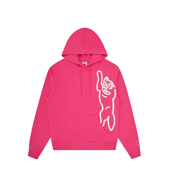 Men hoodie with a kangaroo pocket and ribbed cuffs VERTICAL JUMBO RUNNING DOG POPOVER HOOD - PINK