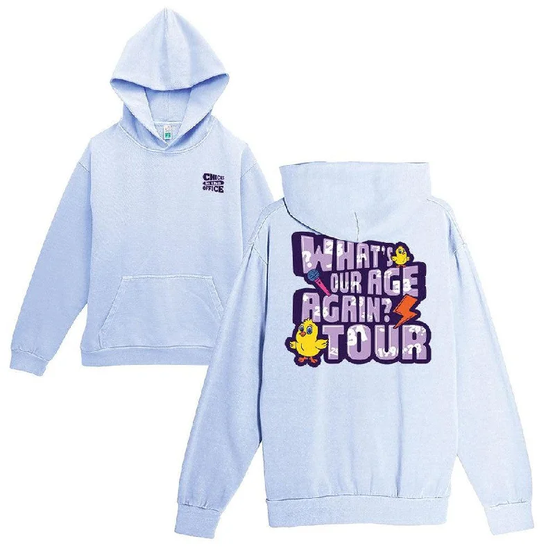 Water - resistant men hoodie for rainy days CITO What's Our Age Again Tour Hoodie