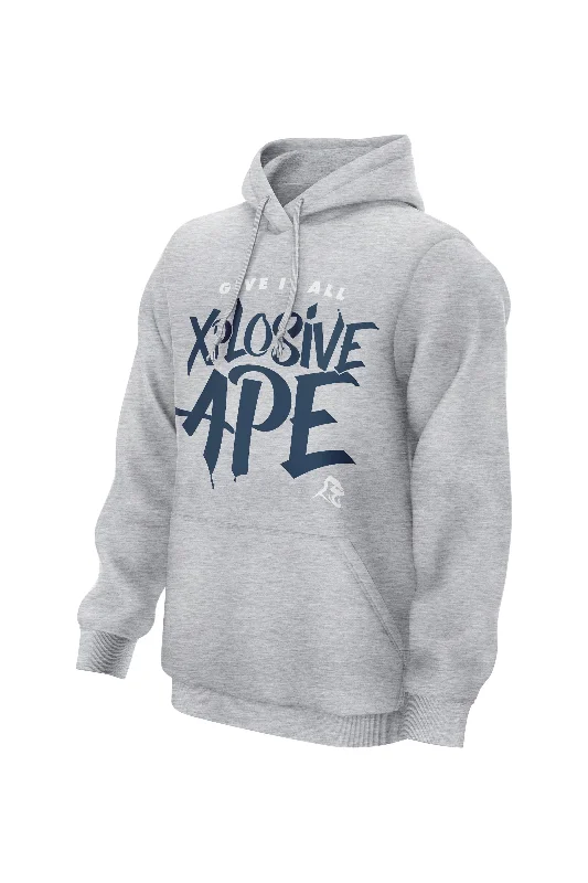Solid - color men hoodie in trendy olive green XAPE Alpha Charge Hoodie - Sports Grey