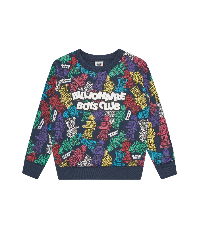 Oversized men hoodie with dropped shoulders for a streetwear look KIDS ROBOT CREWNECK - MULTI