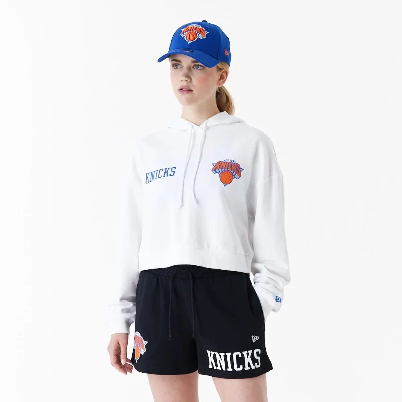 Oversized men hoodie with dropped shoulders for a streetwear look New York Knicks Womens NBA Team Logo White Crop Pullover Hoodie Oversized men hoodie with dropped shoulders for a streetwear look New York Knicks Womens NBA Team Logo White Crop Pullover Hoodie
