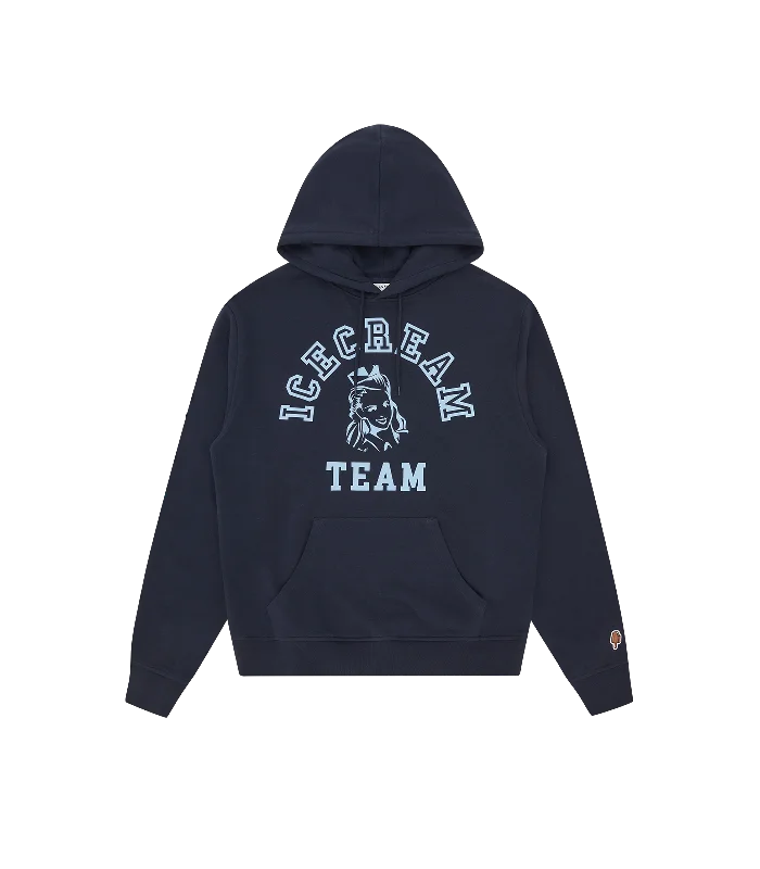 Organic cotton men hoodie for a sustainable and soft feel TEAM POPOVER HOOD - NAVY
