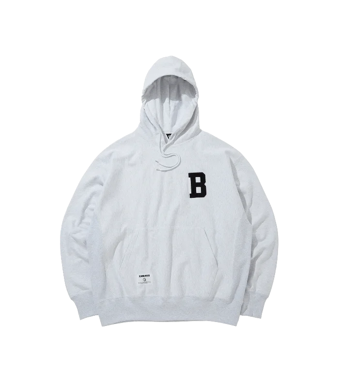 Men hoodie for gym workouts with moisture - wicking technology CHENILLE LOGO 'B' HOOD - ASH GRAY