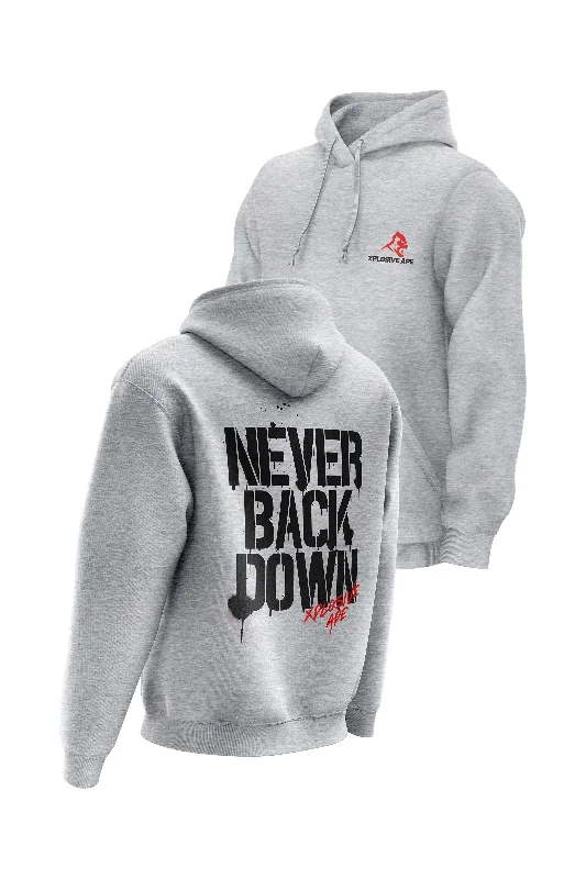 Oversized men hoodie with dropped shoulders for a streetwear look XAPE Never Back Down Signature Hoodie - Sports Grey