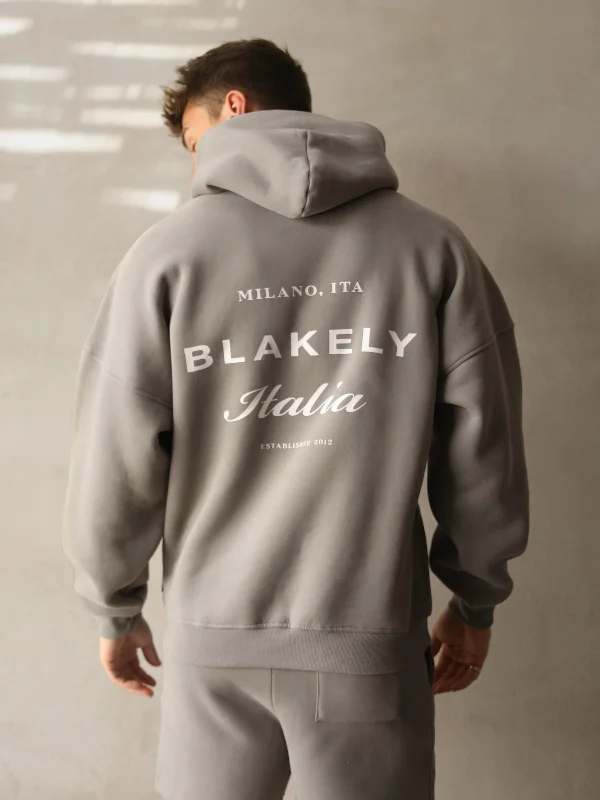 Tech - friendly men hoodie with a built - in headphone jack Italia Relaxed Hoodie - Stone Grey