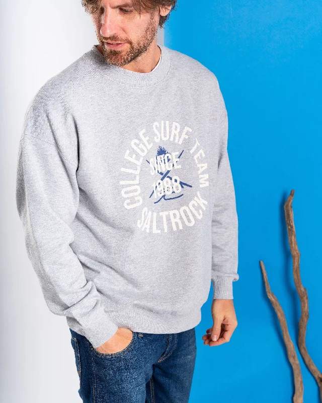 Zip - up men hoodie with multiple pockets for storage Surf Team - Mens Oversized Sweat - Grey