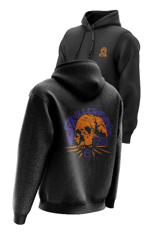 Halloween - themed men hoodie with spooky prints AS 'SKULLCRUSHER' HOODIE - BLACK