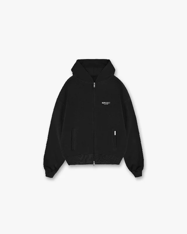 Water - resistant men hoodie for rainy days Represent Owners Club Zip Hoodie - Black