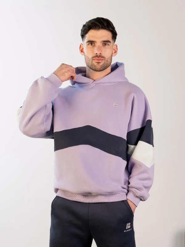 Oversized men hoodie with dropped shoulders for a streetwear look Panel Relaxed Hoodie - Violet