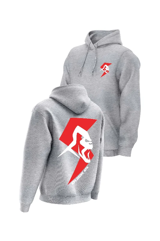 Tech - friendly men hoodie with a built - in headphone jack XAPE Thunderbolt Hoodie - Grey Marl
