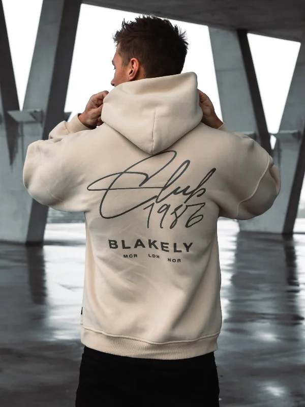 Tech - friendly men hoodie with a built - in headphone jack Club Relaxed Hoodie - Bone