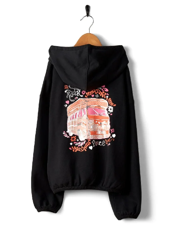 Oversized men hoodie with dropped shoulders for a streetwear look Tahiti Van - Kids Zip Hoodie - Washed Black