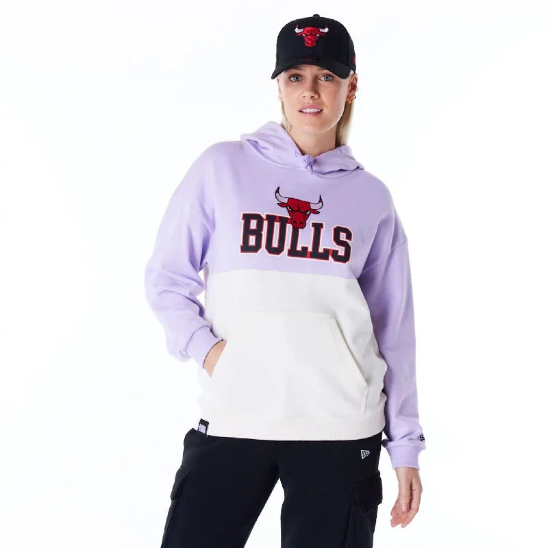 Men hoodie with a kangaroo pocket and ribbed cuffs Chicago Bulls Womens NBA Pastel Purple Oversized Pullover Hoodie